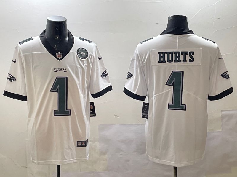 Men Philadelphia Eagles #1 Hurts White 2025 Nike Vapor Limited NFL Jersey style 3->philadelphia eagles->NFL Jersey